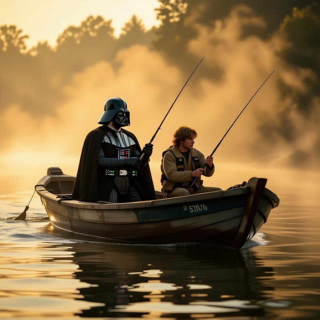 Darth Vader and Luke Skywalker Fishing: Cinematic 35mm Film