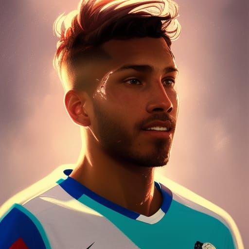 Attractive Soccer Player with French Flag in Digital Art