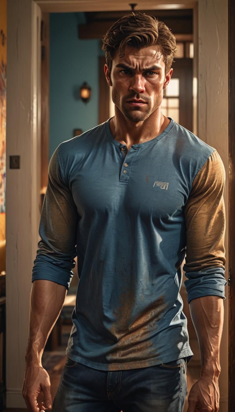 Angry Young Man in Hyperrealistic Concept Art