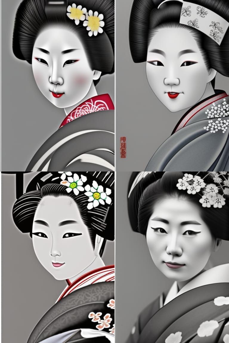 Elegant Portrait of a Japanese Geisha