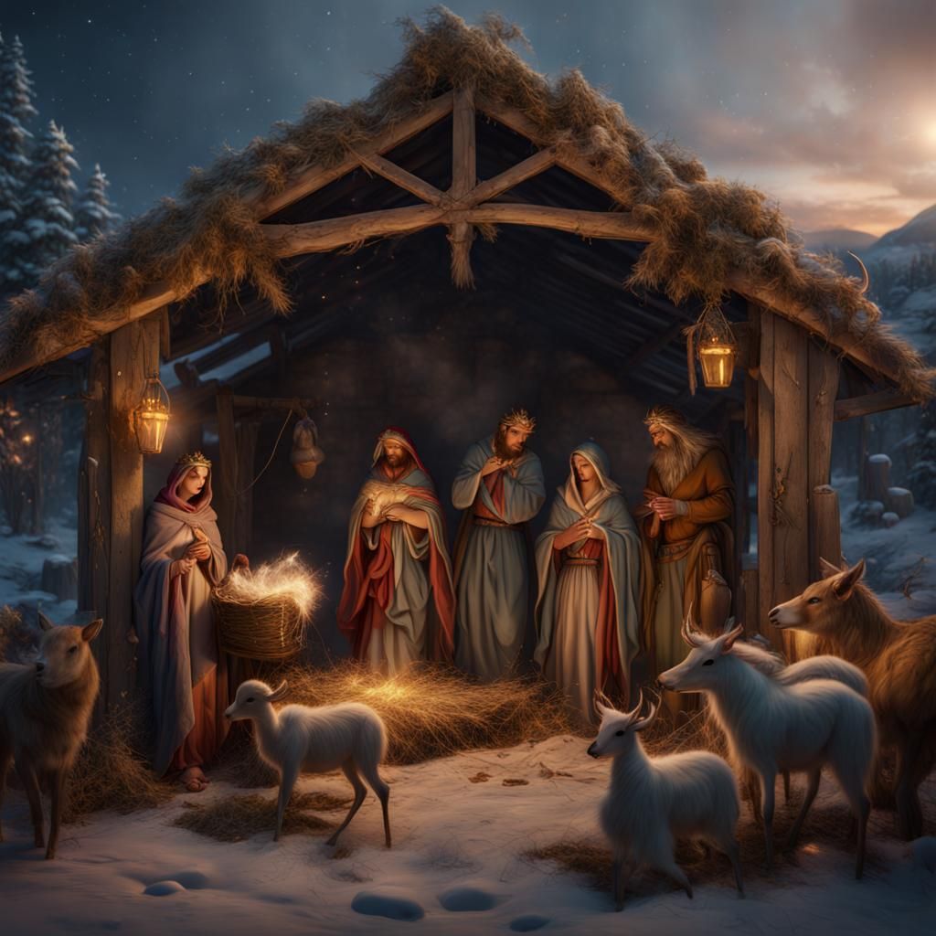 Detailed Nativity Scene Matte Painting