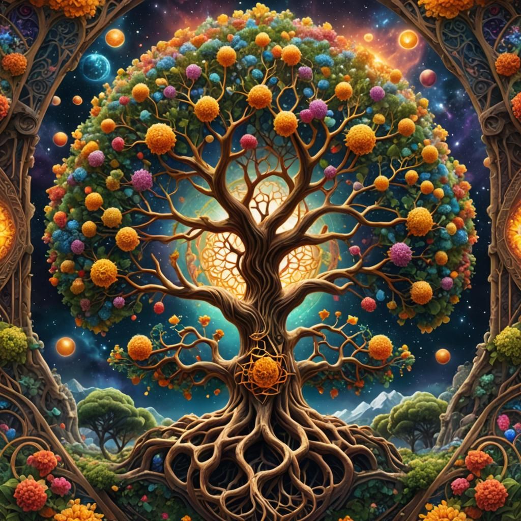 Colorful Tree of Life in Digital Painting