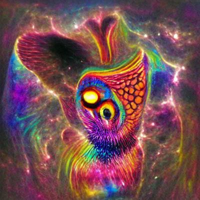 Psychedelic Cosmic Owl Illustration