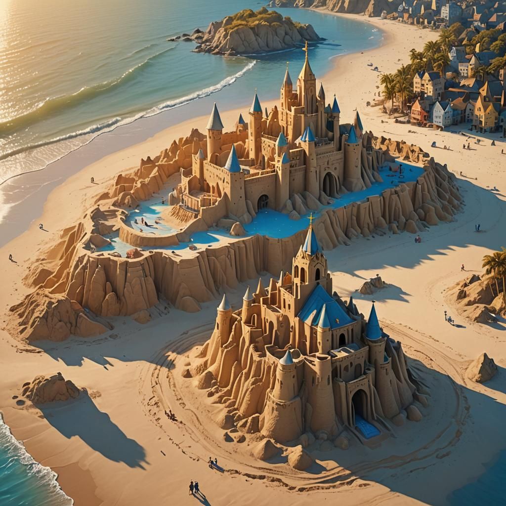 Jesus Builds Sandcastle: Detailed Matte Painting