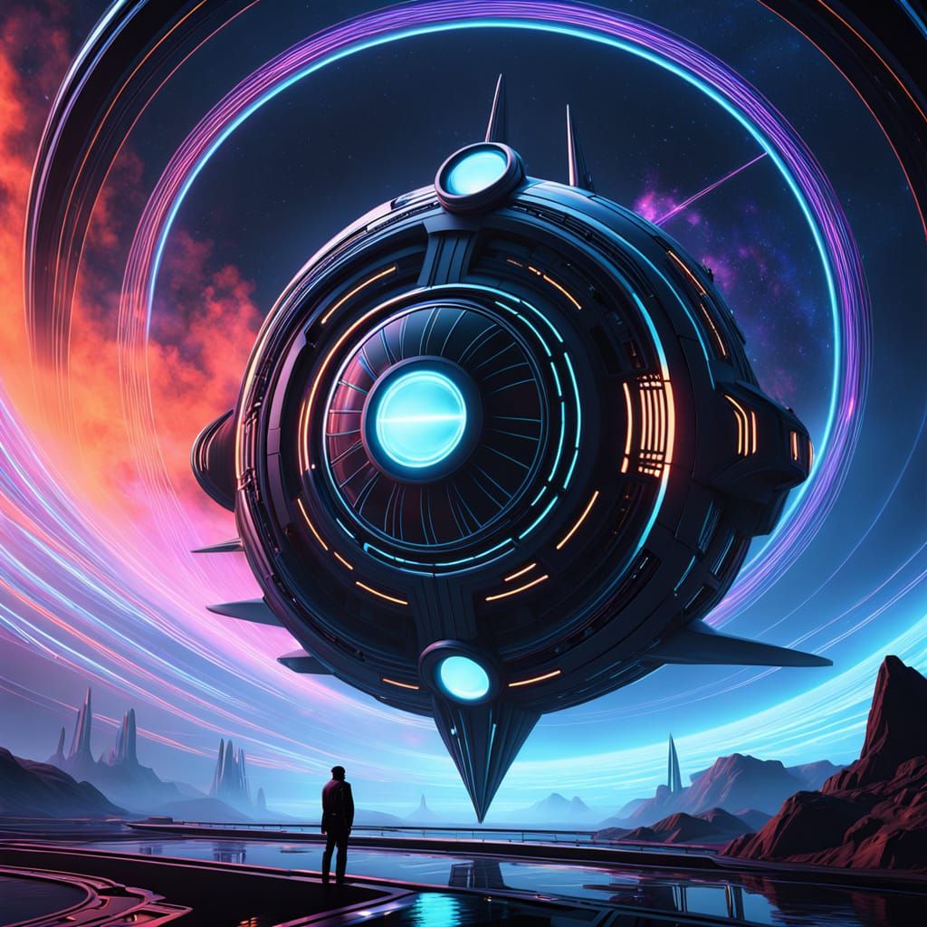 Ethereal Spacecraft in Cosmic Odyssey