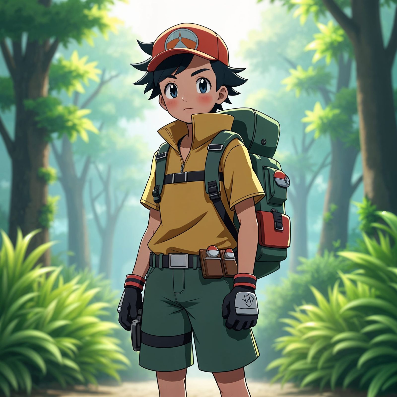 Pokemon Trainer Ready for Battle: 3D Anime Art