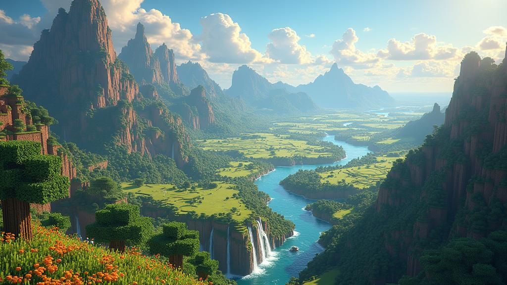 Hyperrealistic Minecraft Plains World in Unreal Engine 5