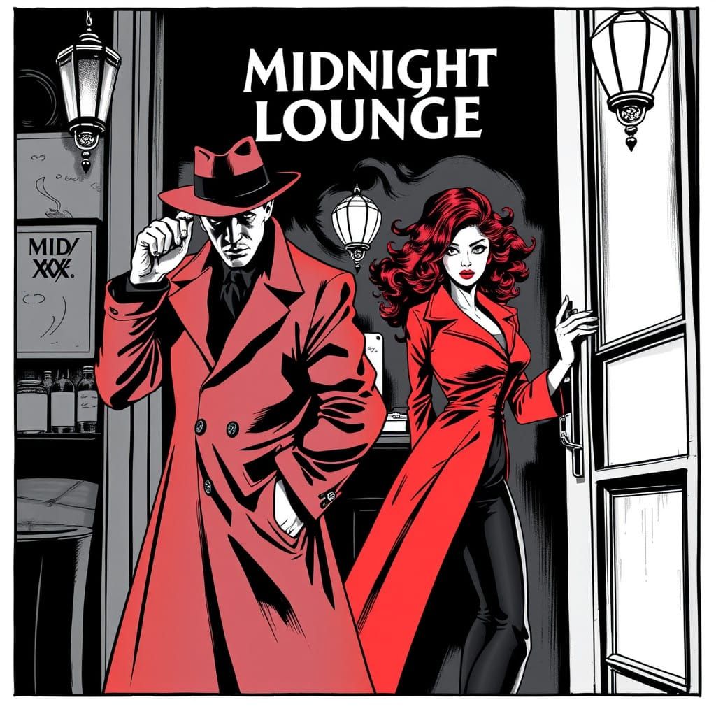 Film Noir Detective in a Smoky 1940s Bar