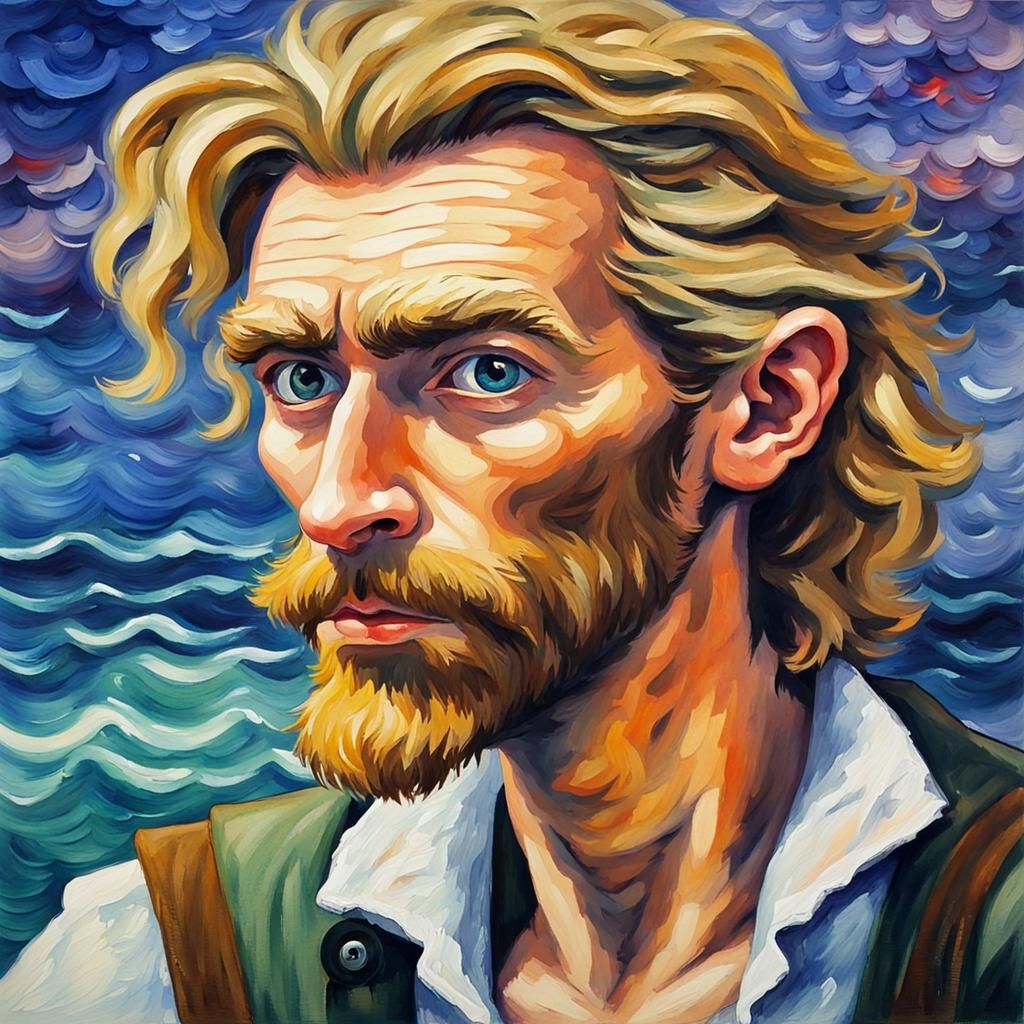 Guybrush Threepwood in Van Gogh Style Watercolor