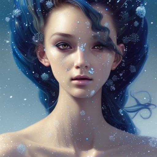 Crystalline Woman: Hyperdetailed Art Nouveau Portrait