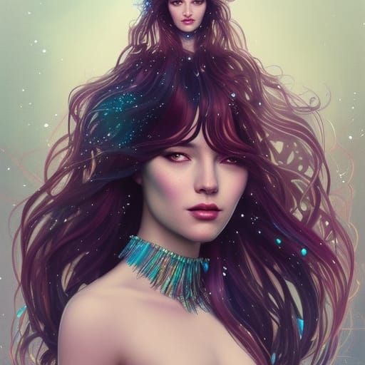 Crystalline Hair Portrait in Hyperdetailed Style