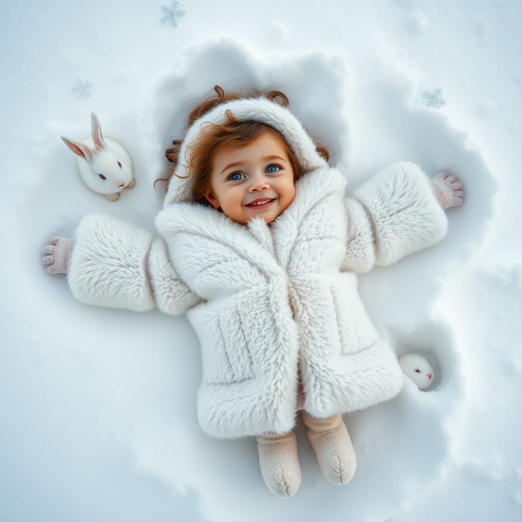 Snow Angel: A Child's Winter Dream in High Contrast Photogra...
