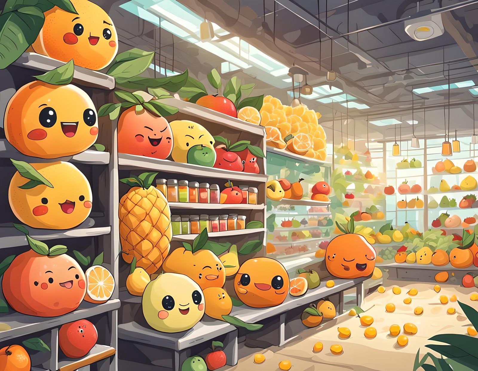 Chibi Fruit Juice Factory with Cute Fruit Characters