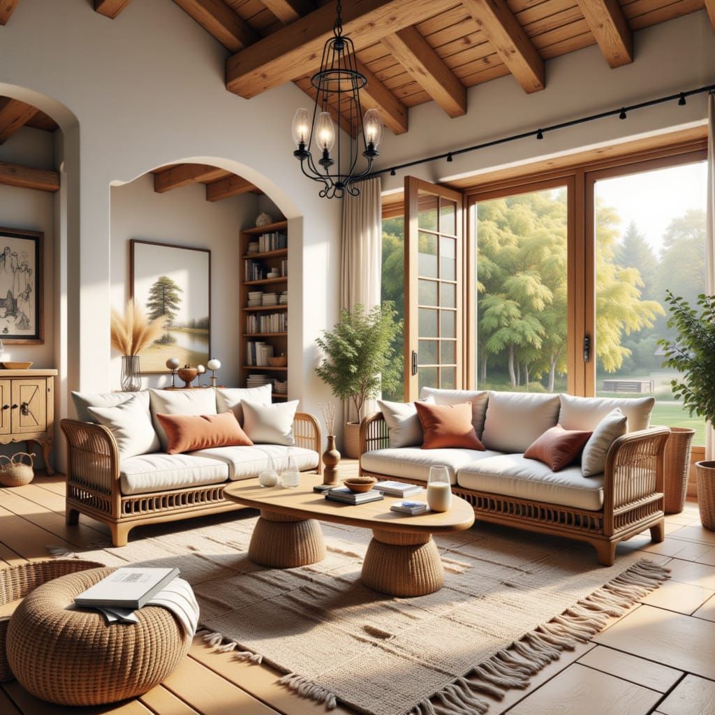 Rattan Orangery Living Room Design