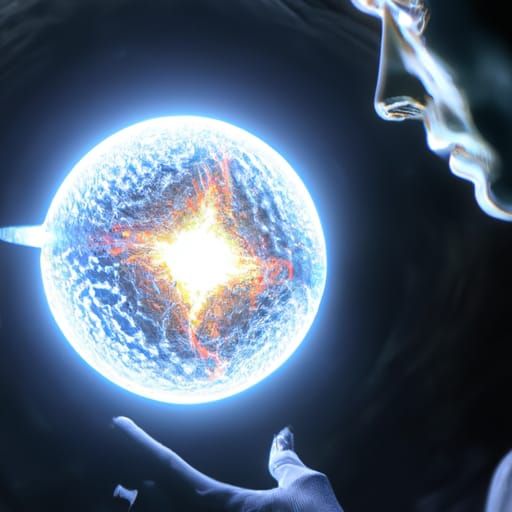 Futuristic Scientist Observes Dyson Sphere Star