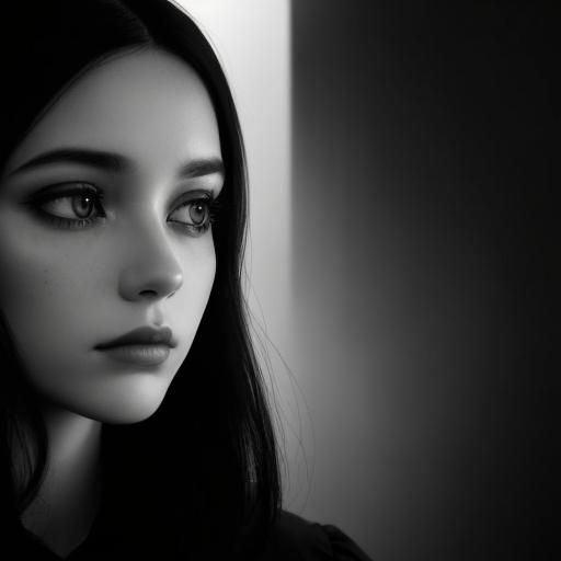 Intense Woman Portrait in Film Noir Style