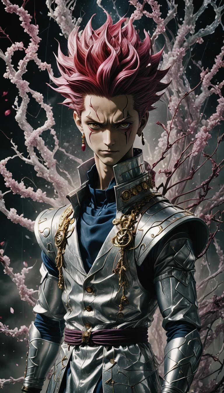 Stoic Hisoka Portrait in Hyperrealistic Style