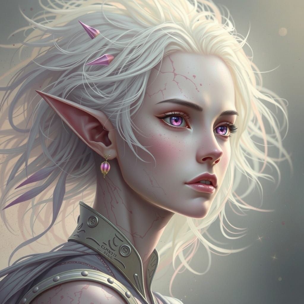 Albino Elf With Pink Eyes And Wild Hair