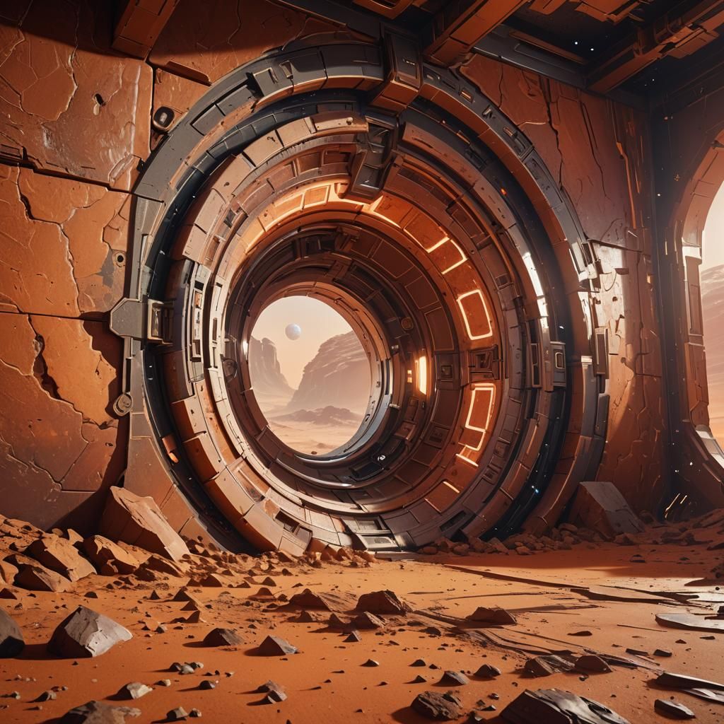 Hyperrealistic Mars Portal Interior: Concept Art