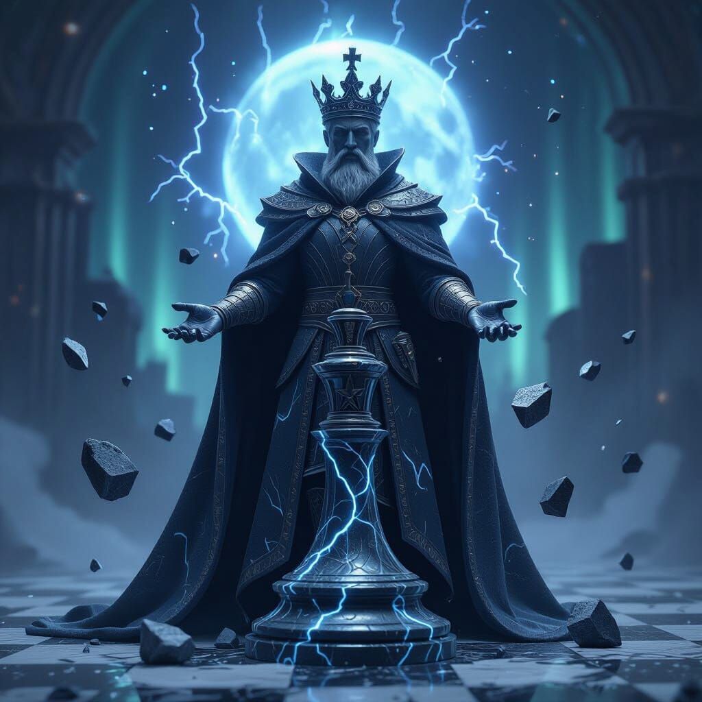 Obsidian King Chess Piece in McQue and Thorp Style