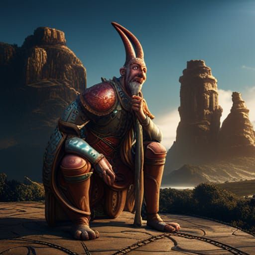 Fantastical Figure Tying Tongues in Detailed Matte Painting