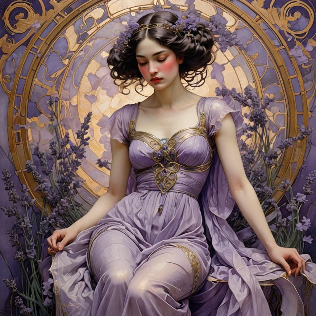 Elegant Odalisque with Refined Art Nouveau Style