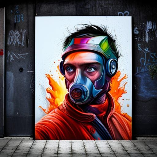 Wild Robot in Graffiti Street Art Style