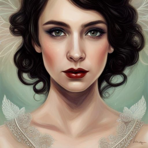 Celtic Fairy Portrait with Golden Wings
