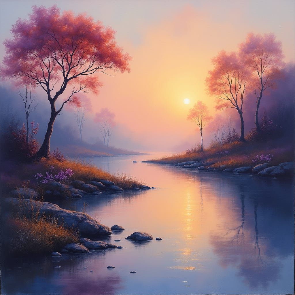 Surreal Dreamlike Landscape with Ethereal Light