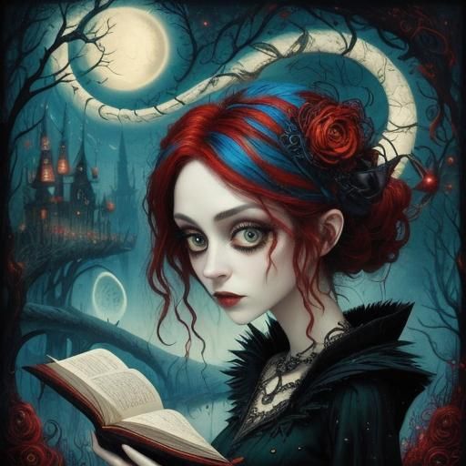 Gothic Punk Girl Reading: A Modern Fairytale
