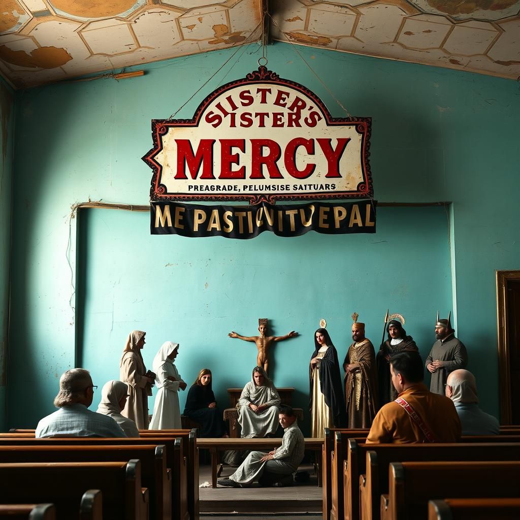 Passion Play in Abandoned Sanitarium: Mexican Folk Art Style