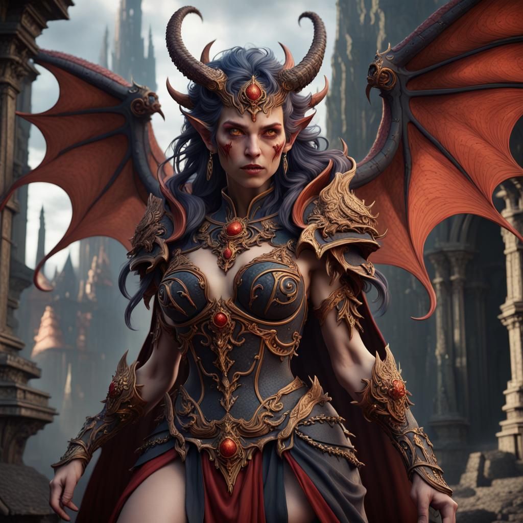 Detailed Female Asmodeus Fantasy Concept Art