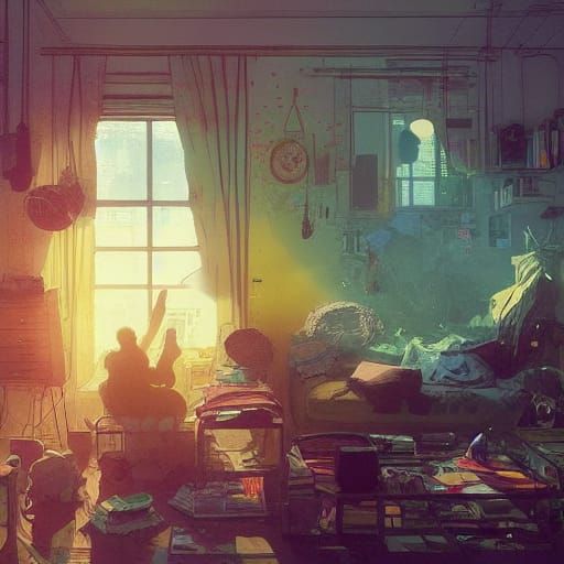 Sunlit City Apartment: Neatly Cluttered Comfort