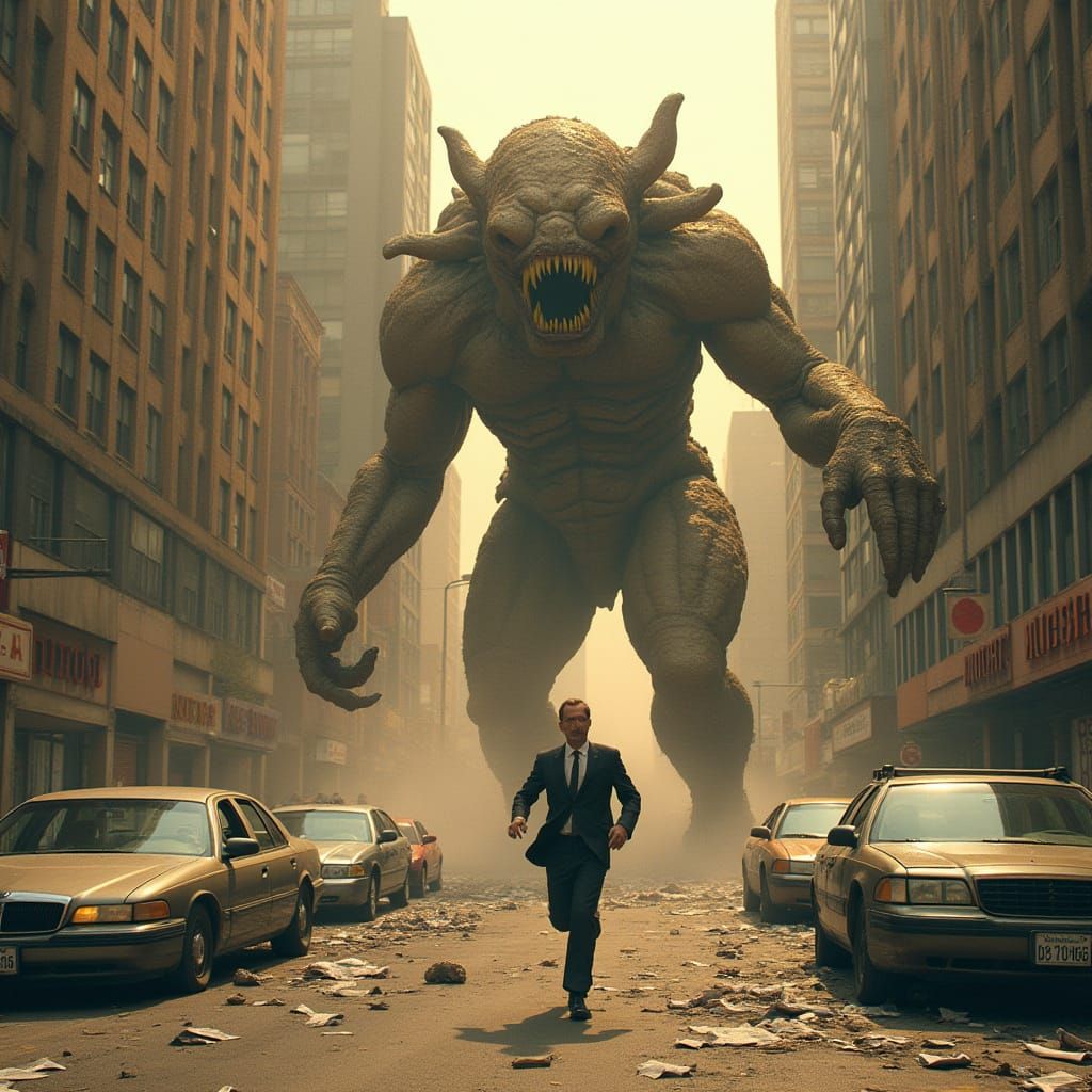 Businessman Flees Terrifying City Monster in Desolate Skyscr...