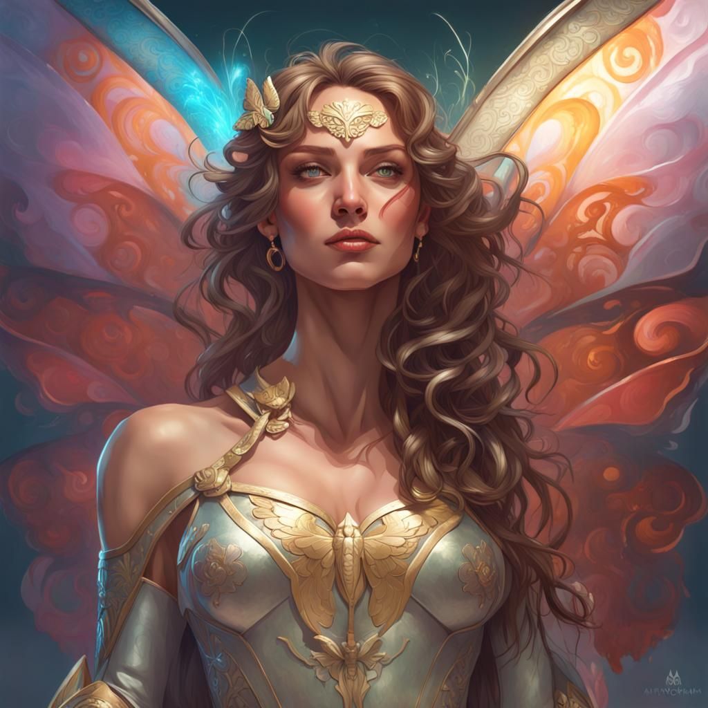 Butterfly Winged Angel in Ornate Armor