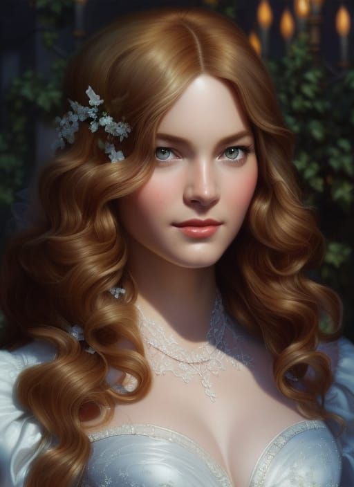 Belle in Bistro: Detailed Cel-Shaded Digital Art