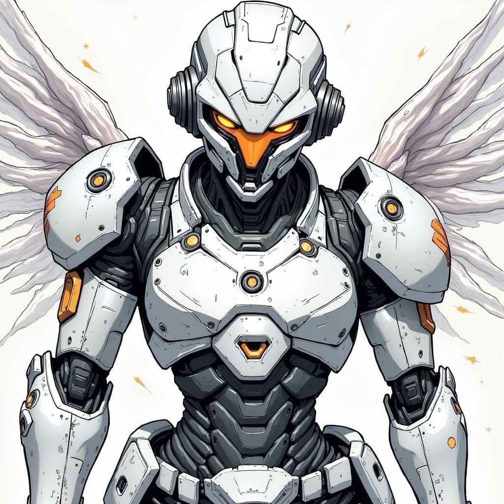 Robotic Companions: Fineliner Art with Ombre Shading