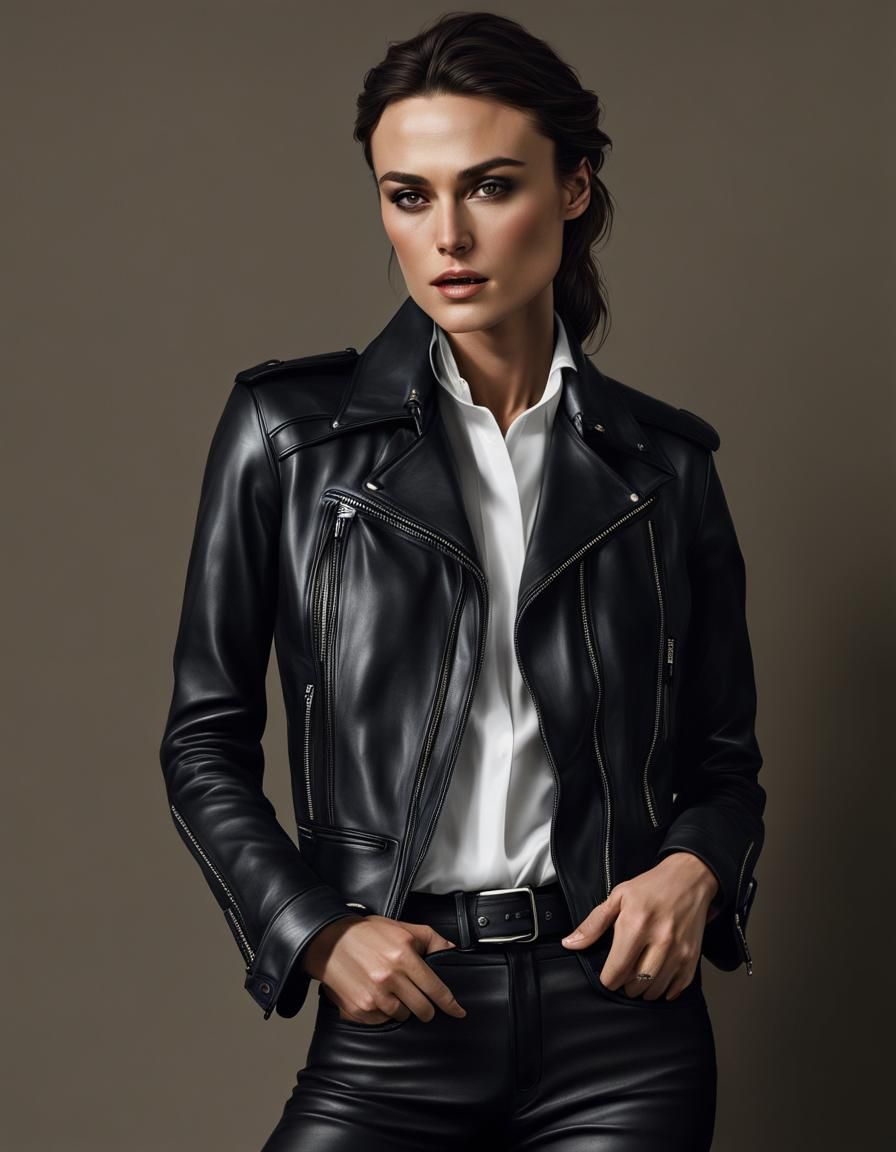 Hyperrealistic Portrait of a Woman in Leather