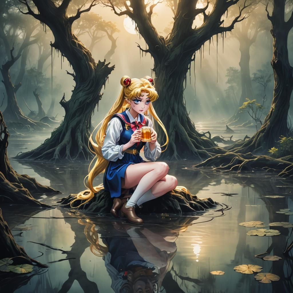 Sailor Moon in Murky Swamp, Manga Style