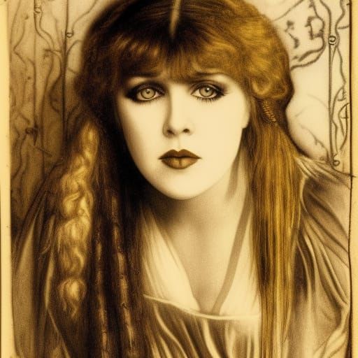 Stevie Nicks as Silent Film Star in Pre-Raphaelite Style
