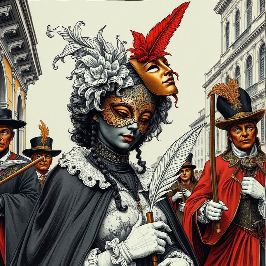 Glamorous Festival Goddess in Vibrant Venice