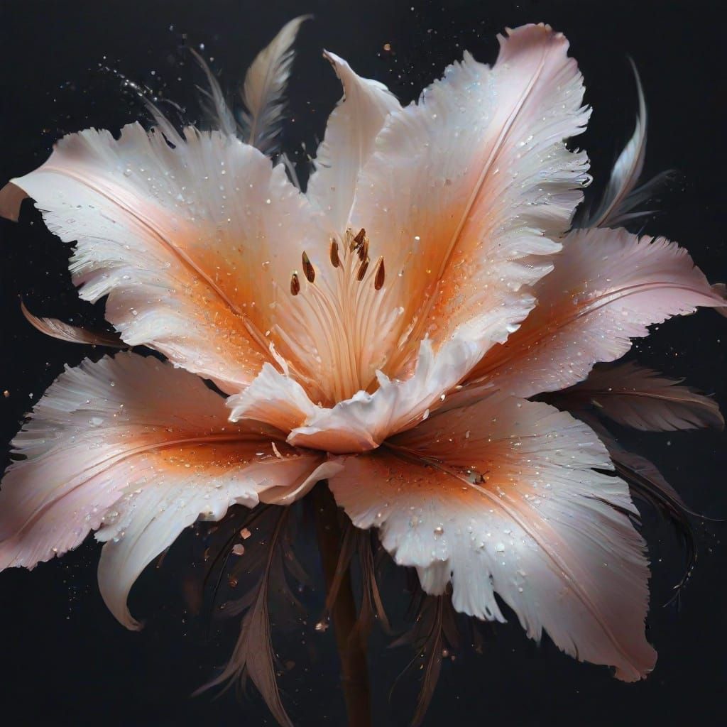 Feathered Lily in Dark, Sparkly Beauty
