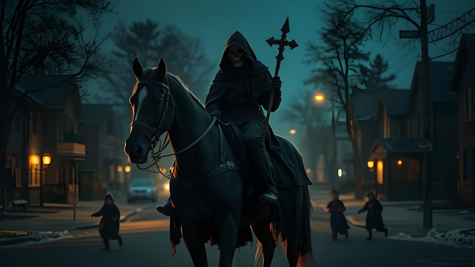 Grim Reaper's Halloween Ride: Cinematic Film Still