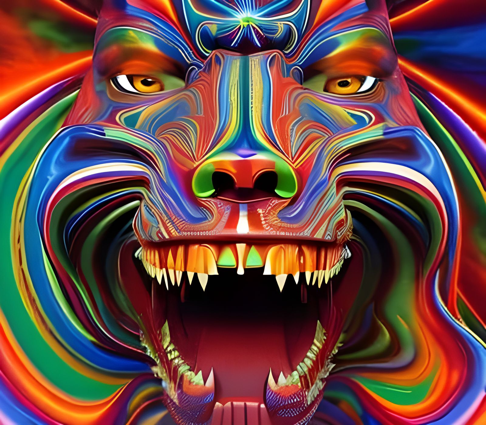 Intense Lion Eyes Close-Up