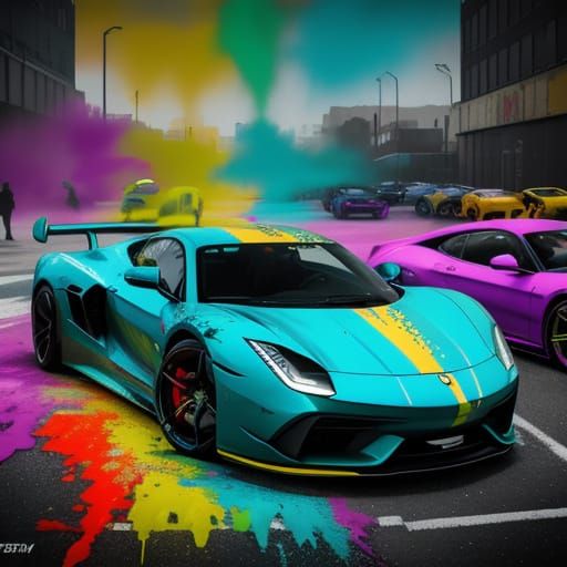 Electric Dreams Graffiti Art of Exotic Cars