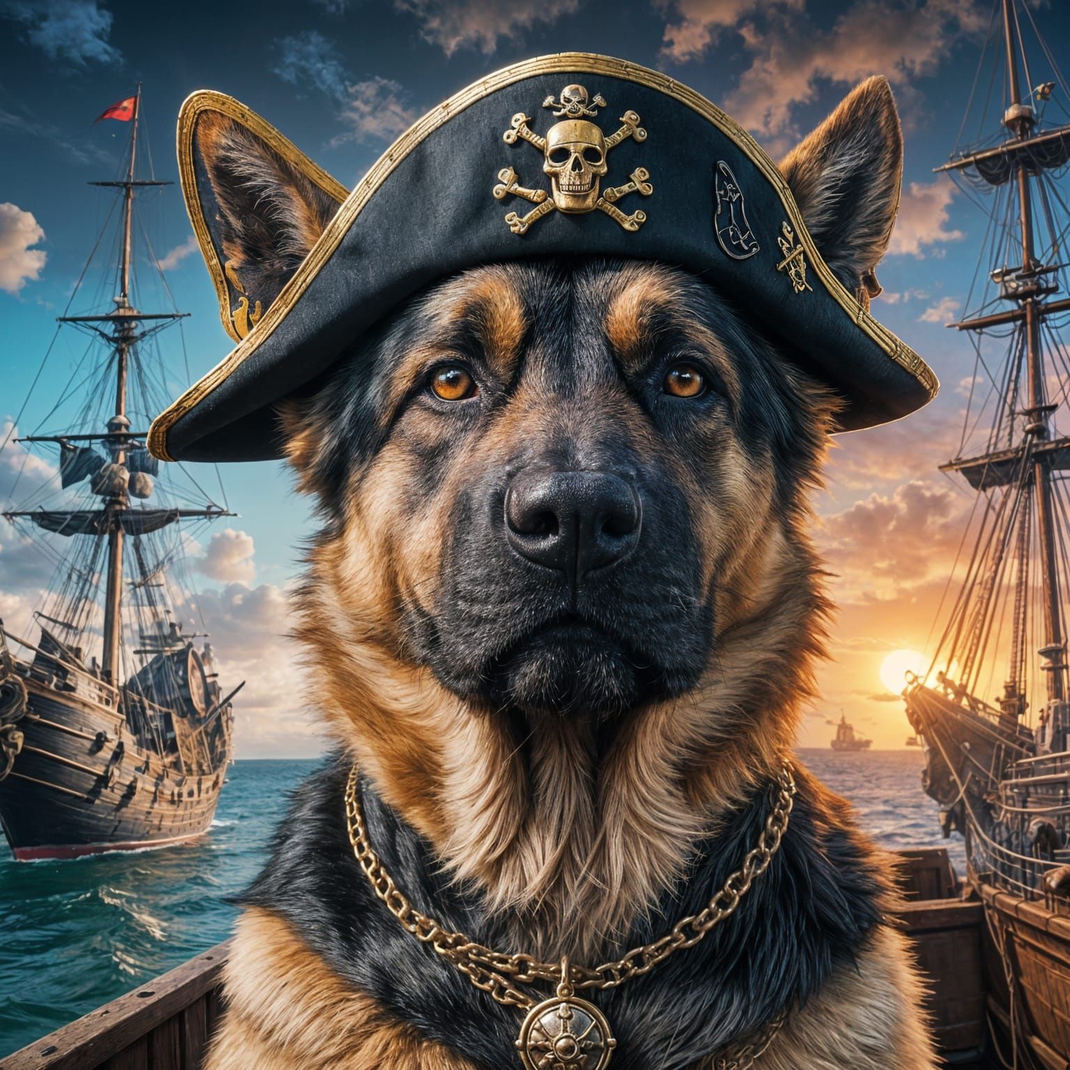 Glitch Art Portrait: German Shepherd Pirate Captain