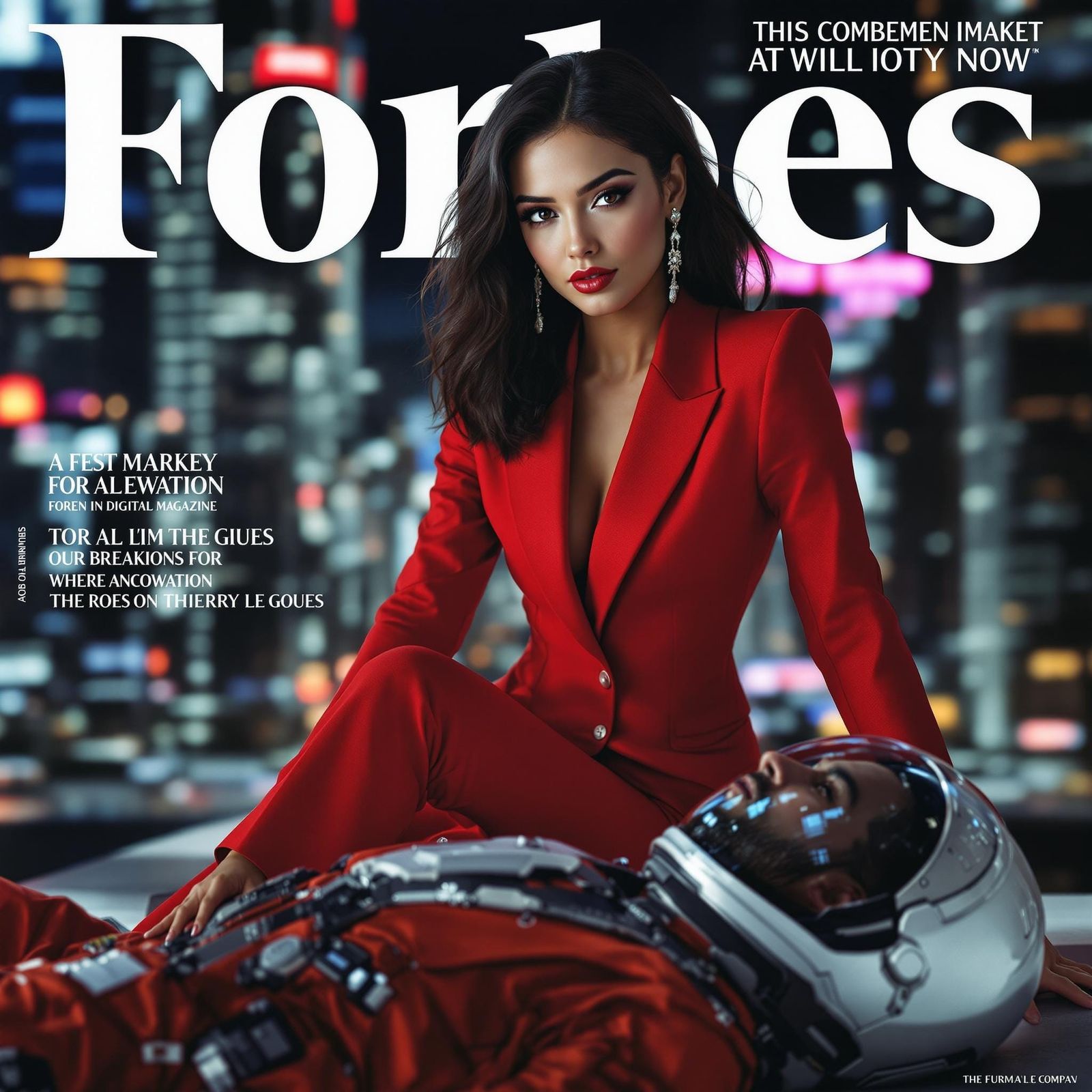 Confident Businesswoman Inspires Futuristic Space Explorer