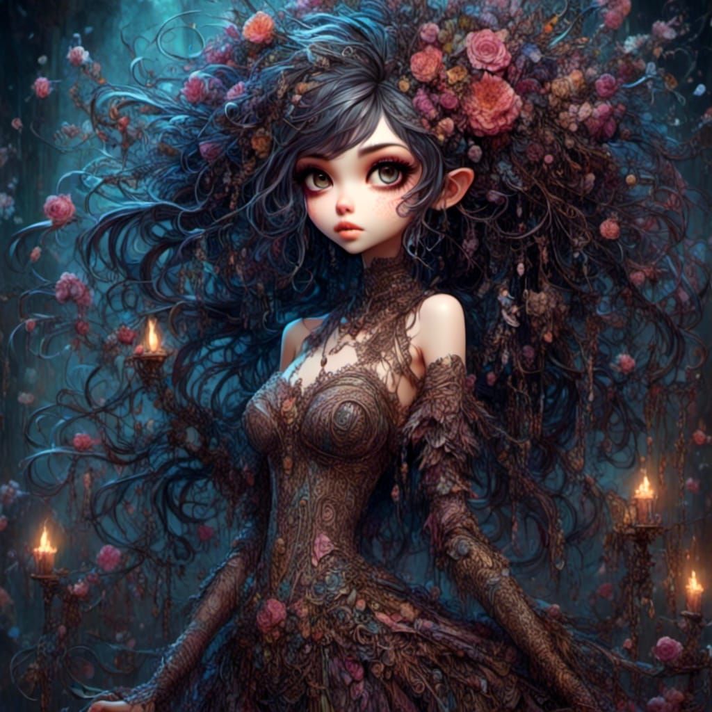 Haunted Ghostly Girl: Intricate Hand-Drawn Illustration