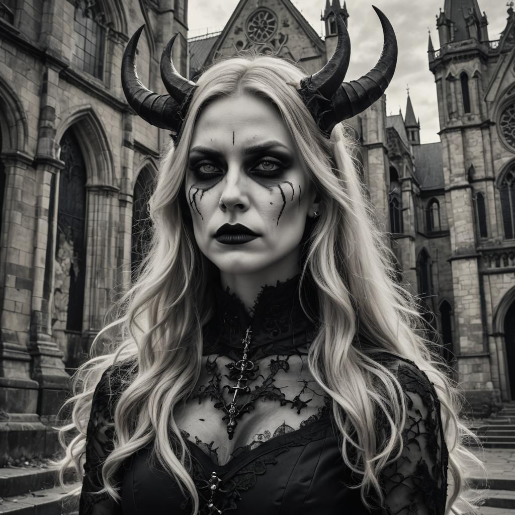 Glamorous Devil Woman in Victorian Dress Photography