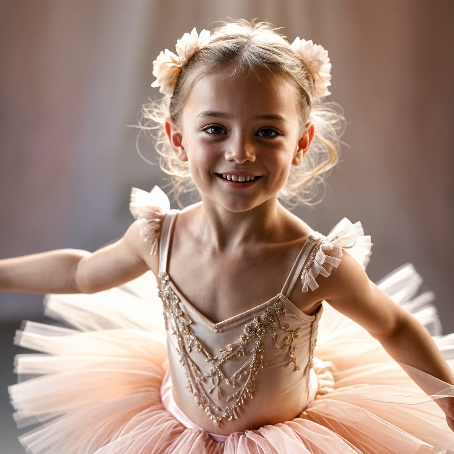 Beautiful Child Ballerina in Tutu: Realistic Art